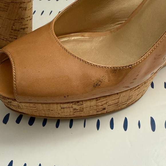 Stuart Weitzman Jean Slingback Wedge Sandals in Nude Patent Leather - Picture 7 of 11